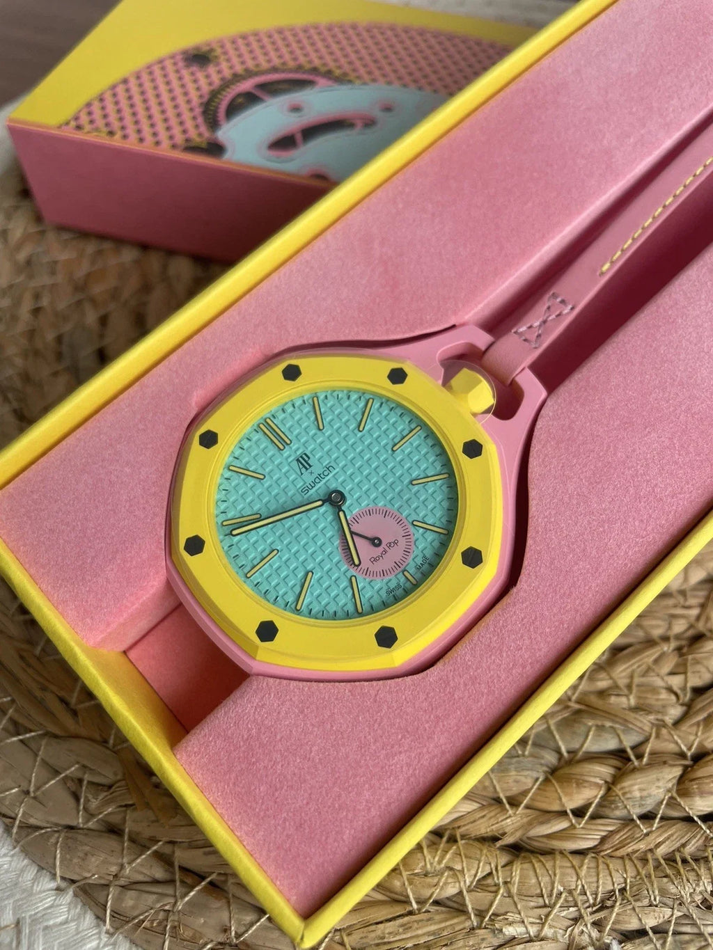 Swatch x AP Royal Pop Collection Tempomat Pink Conversion Kit Case & Strap