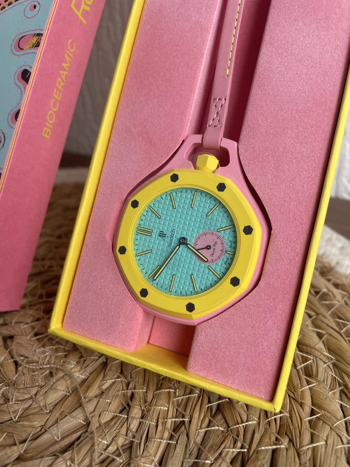 Swatch x AP Royal Pop Collection Tempomat Pink Conversion Kit Case & Strap